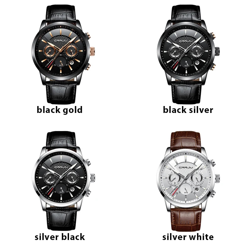 Watches Mens 2021  Casual Leather Quartz Men'S Watch Top Brand Luxury Business Clock Male Sport Waterproof Date Chronograph